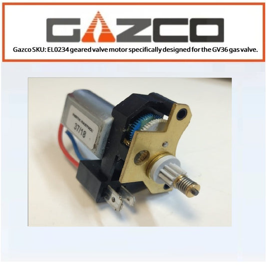 Gazco SKU: EL0234 geared valve motor specifically designed for the GV36 gas valve.