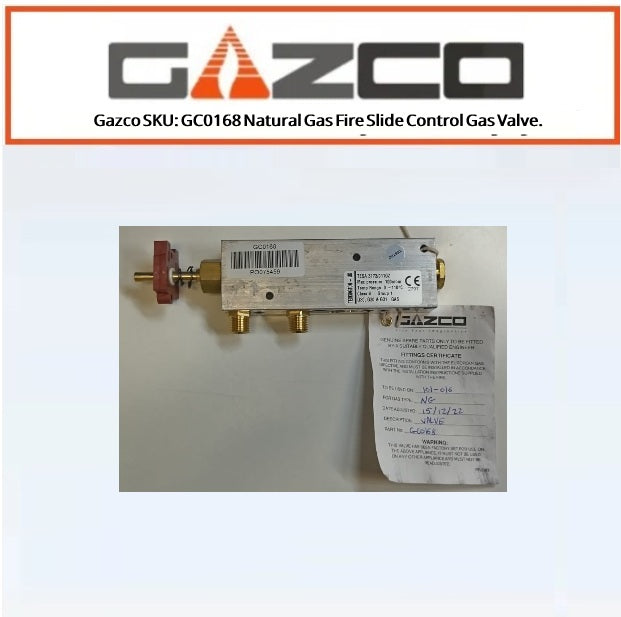 Gazco SKU: GC0168 Natural Gas Fire Slide Control Gas Valve.