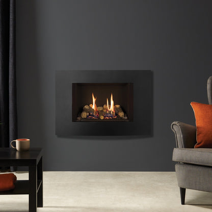 Gazco Riva2 500 Balanced Flue Log Effect Gas Fire with Verve XS Graphite Frame