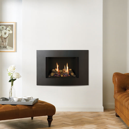 Gazco Riva2 500 Balanced Flue Log Effect Gas Fire with Verve XS Graphite Frame