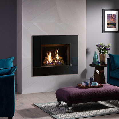 Gazco Riva2 500 Conventional Flue Log Effect Gas Fire with Icon XS Black Glass Frame