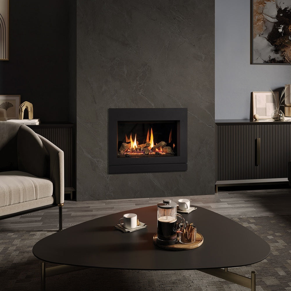 Gazco Riva2 600 Balanced Flue Log Effect Gas Fire with Designio2 Steel Frame