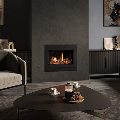 Gazco Riva2 600 Balanced Flue Log Effect Gas Fire with Designio2 Steel Frame