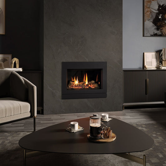 Gazco Riva2 600 Balanced Flue Log Effect Gas Fire with Designio2 Steel Frame