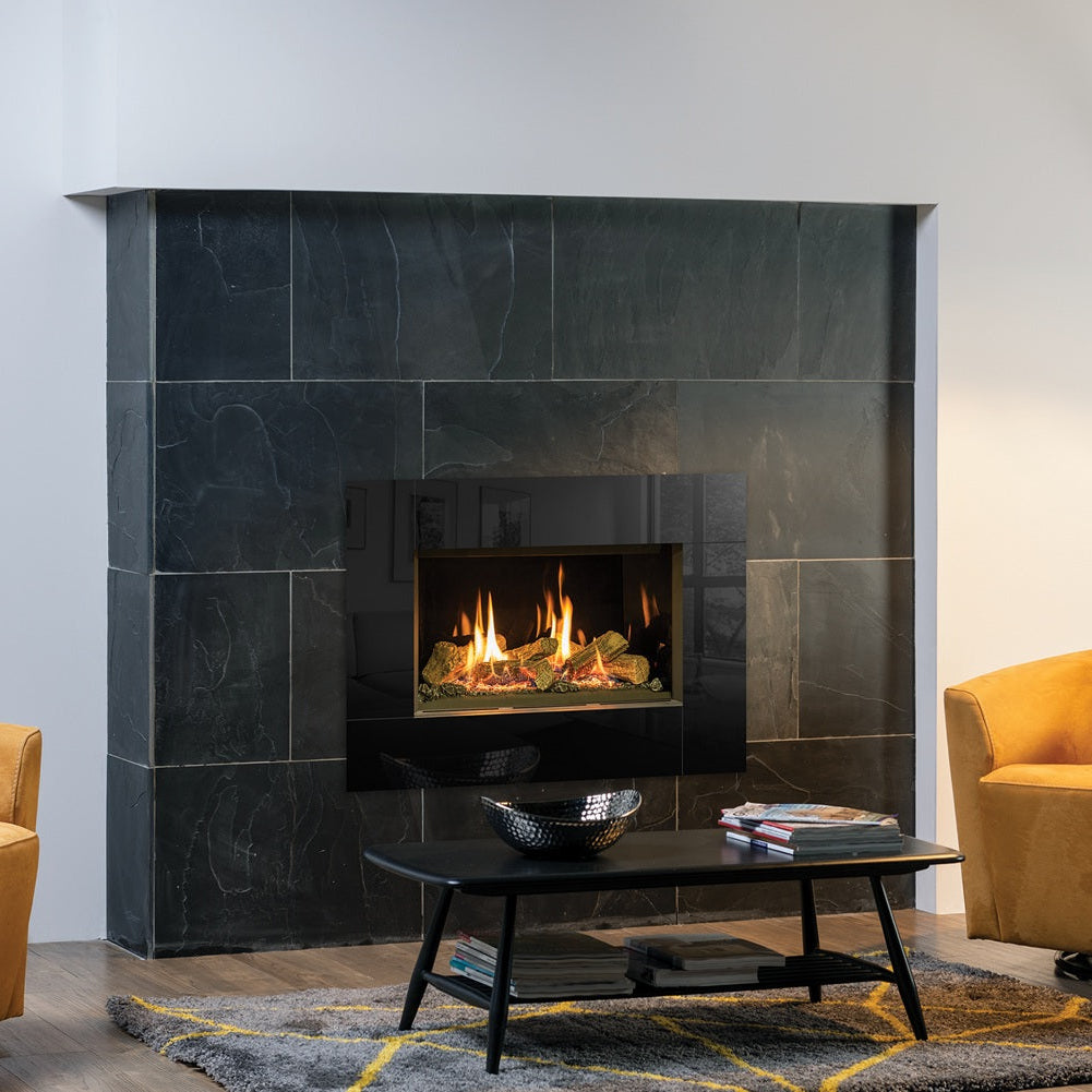 Gazco Riva2 600 Conventional Flue Log Effect Gas Fire with Icon XS Glass Frame