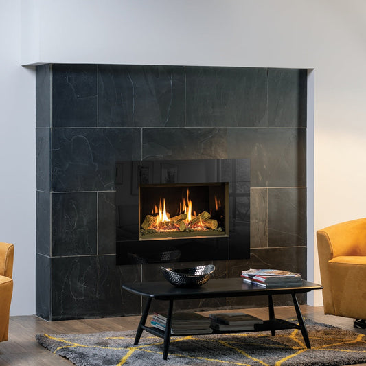 Gazco Riva2 600 Conventional Flue Log Effect Gas Fire with Icon XS Glass Frame