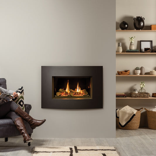 Gazco Riva2 600 Conventional Flue Log Effect Gas Fire with Verve XS Graphite Frame