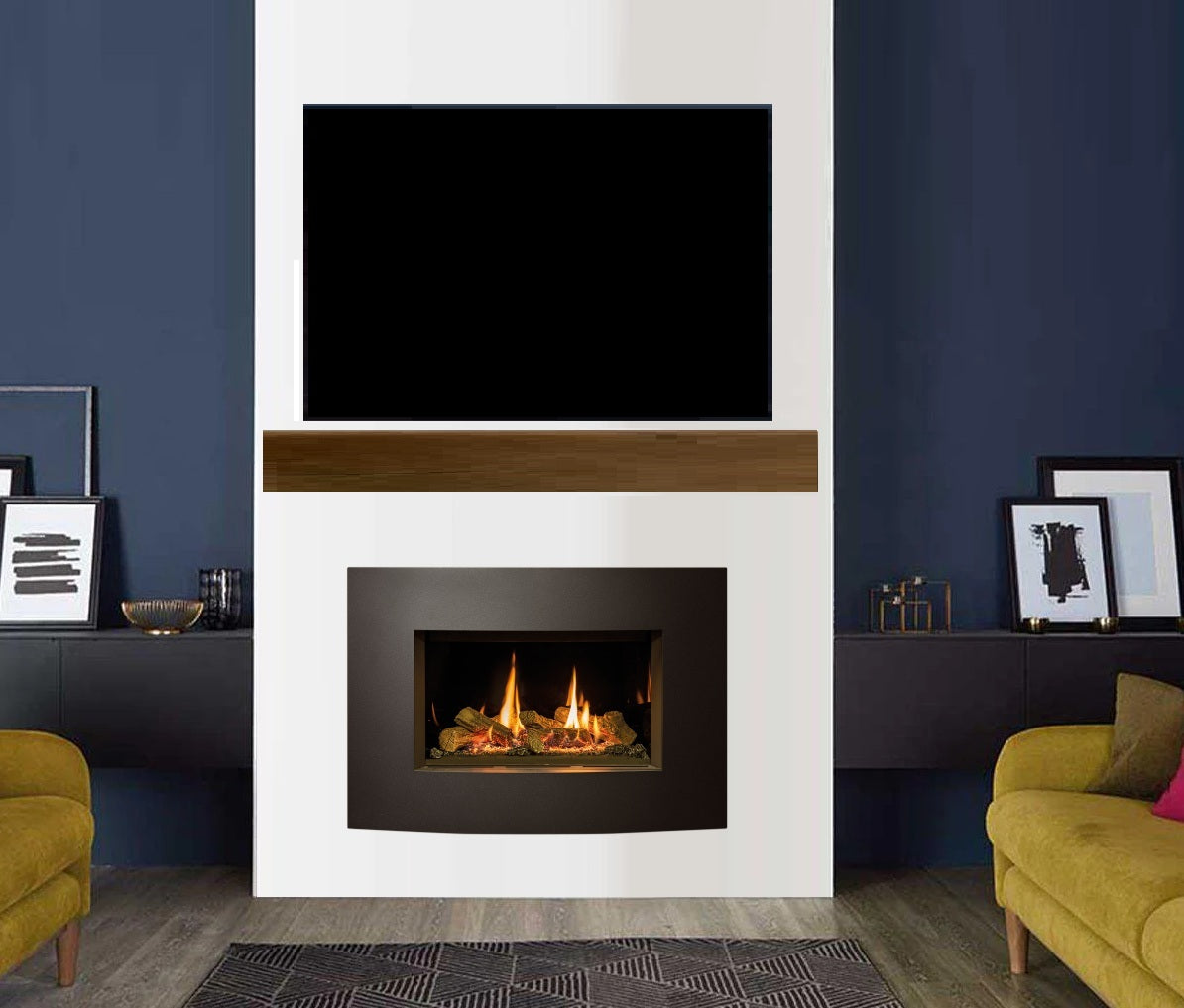 Gazco Riva2 600 Conventional Flue Log Effect Gas Fire with Verve XS Graphite Frame