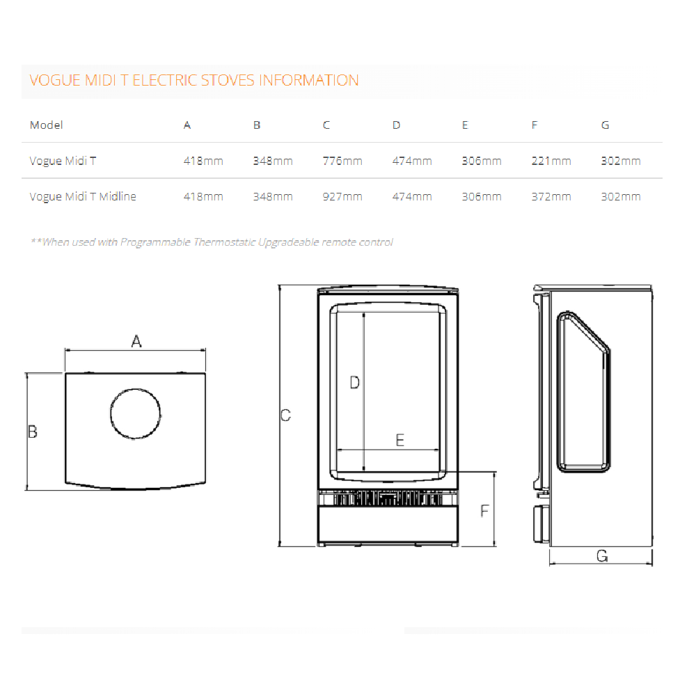 Gazco Vogue Midi T Midline Electric Stove