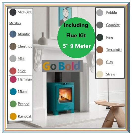 Hamlet 5 Solid Fuel Stove in Custom Bold Colours for Wood/Multi Fuel 5kw with 9m Flue