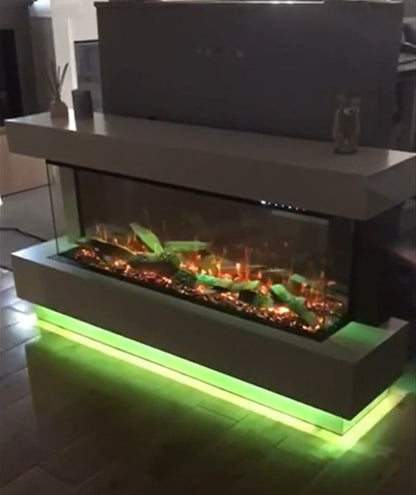 Flamora Sardinia Timber Electric Fireplace Suite with Pulsing Deep Log Effect 1650 Pale Green Light Effect
