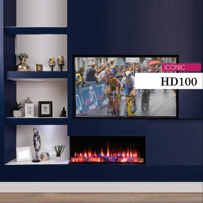 ICONIC 1000mm Electric Fire EICONHD100-with SOLARFLAME Deluxe Log Set