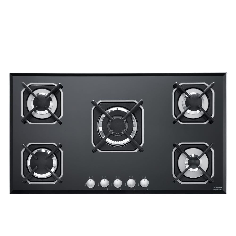 Lofra Marte 90 Built-in Gas Hob in Black Glass HGN9E0 90cm