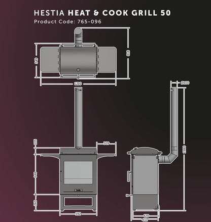 Stovax Dragonfly Hestia Heat & Grill Garden Outdoor Stove with Barbeque & Flue Sytem.