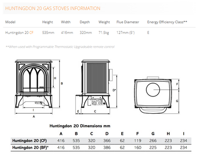 Gazco Huntingdon 20 Conventional Flue Gas Stove for Chimney