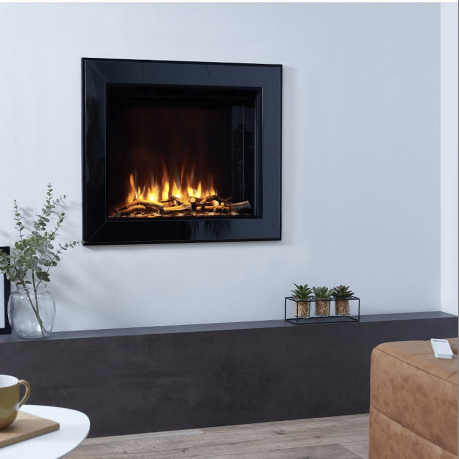 C&J iRange i560e Frameless Slimline Multi-Sided Electric Fire with CHOPPED WOOD LOGS