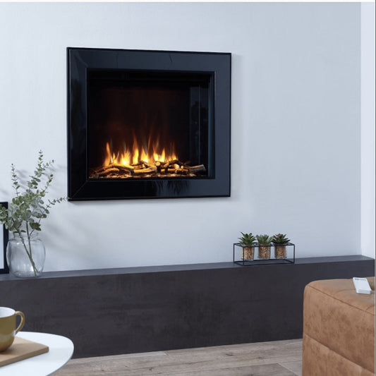 C&J iRange i560e Frameless Slimline Multi-Sided Electric Fire with CHOPPED WOOD LOGS
