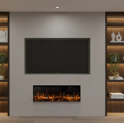 C&J iRange i920e Slimline Multi-Sided Electric Fire with Real Chopped Coppice Log