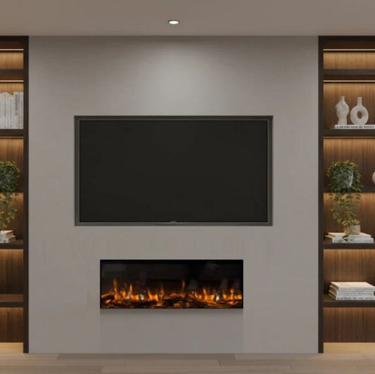C&J iRange i920e Slimline Multi-Sided Electric Fire with Real Chopped Coppice Log