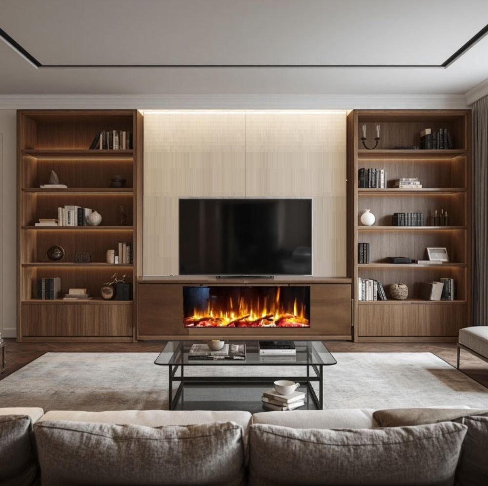 ICONIC 1250mm Electric Fire Optional EICONHD125 with SOLARFLAME Deluxe Log