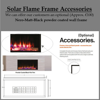 ICONIC 2000mm Electric Fire Multi Sided Fire EICONHD200 with SOLARFLAME Deluxe Log