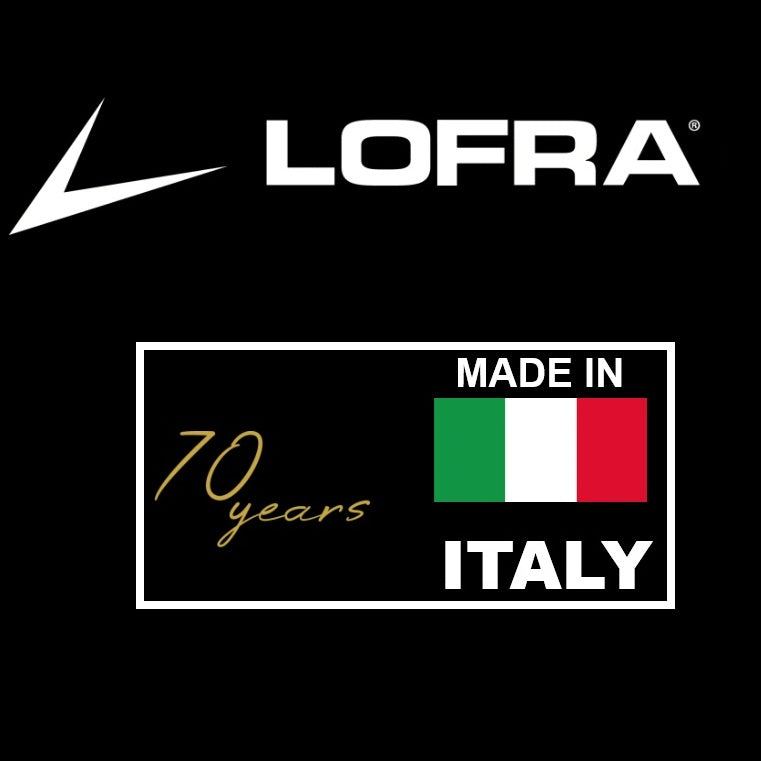 LOFRA logo with 'Made in Italy' text and Italian flag on a black background