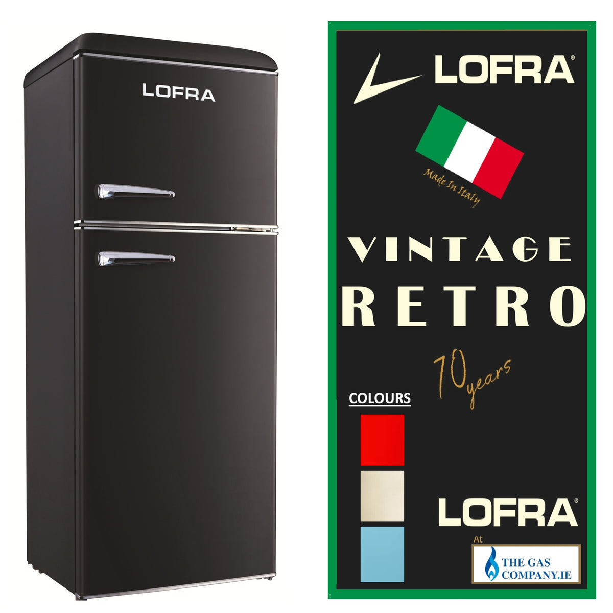 Lofra 60IGT Retro Vintage 1950's Retro No Frost Fridge Freezer 280Ltr (Custom 2-4 Weeks)