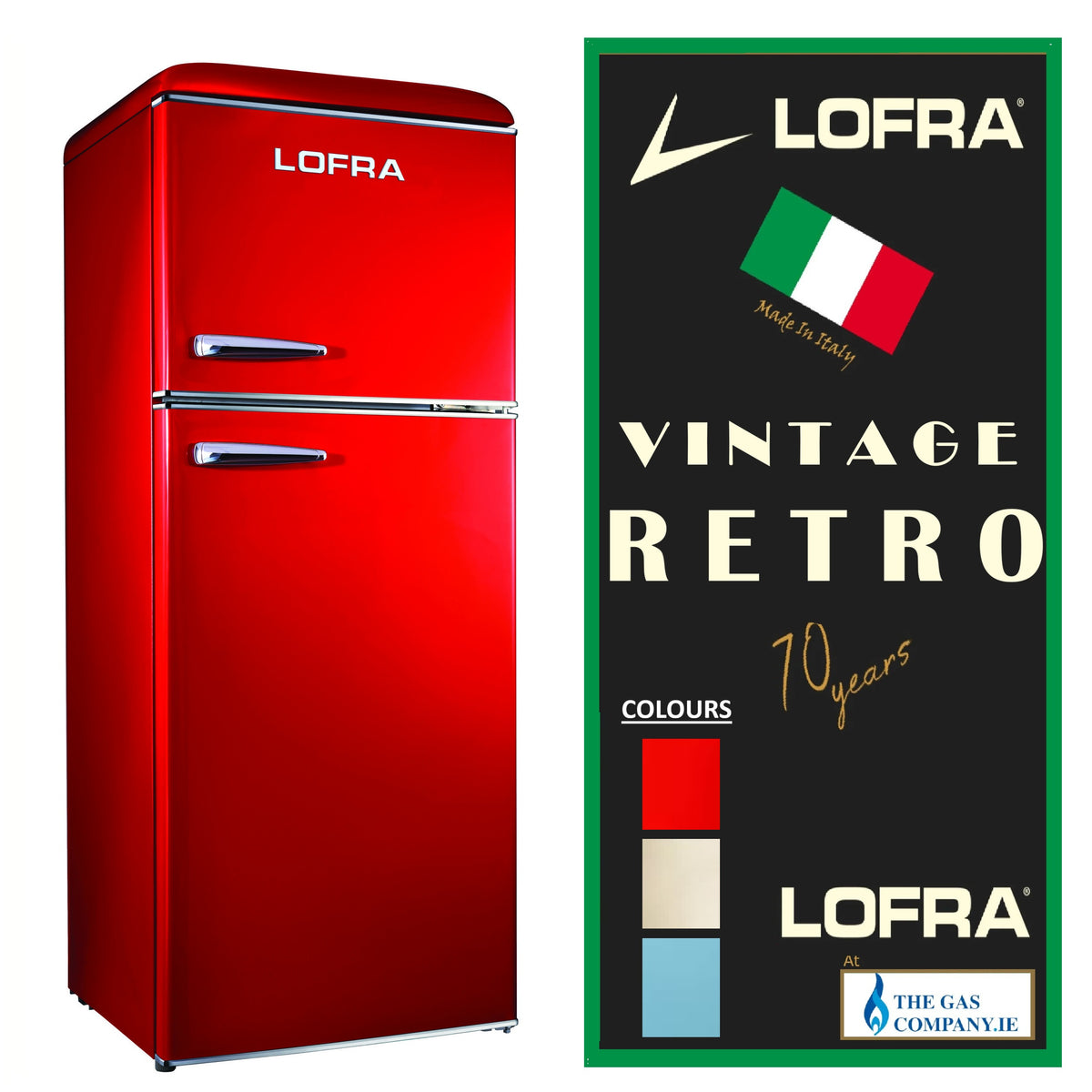 Lofra 60IGT Retro Vintage 1950's Retro No Frost Fridge Freezer 280Ltr (Custom 2-4 Weeks)