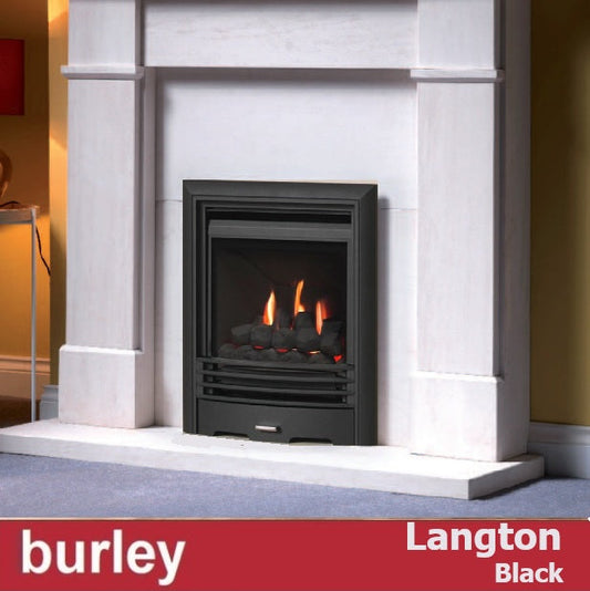 Burley Langton Black 4894 Contemporary Coal Effect Flueless Gas Fire.