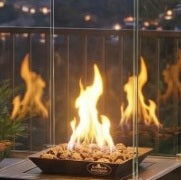 Outdoor Gas Patio Heater Murcia/ Malaga Real flame Log / Lava effect 3 -7kw for bottled gas.