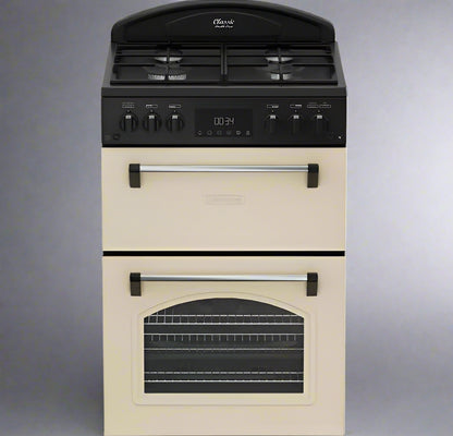 Classic Deluxe CLA60GA-DLX Cream Gas Double Oven 60cm Cooker with Cast Iron Grids