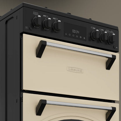 Classic Deluxe CLA60GA-DLX 60cm Gas Double Oven Cooker with Cast Iron Griddle- by Leisure in cream