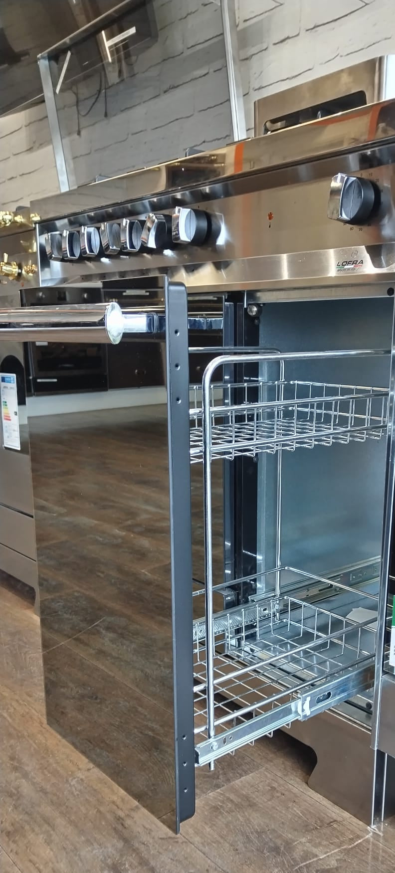 Lofra MT96MF/C 90cm Dual Fuel Range Cooker Stainless–Multifunction Oven Pull-Out Trolley Basket