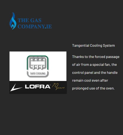 Graphic with the text 'Tangential Cooling System' and a paragraph describing cooling features. It includes the blue 'THE GAS COMPANY.