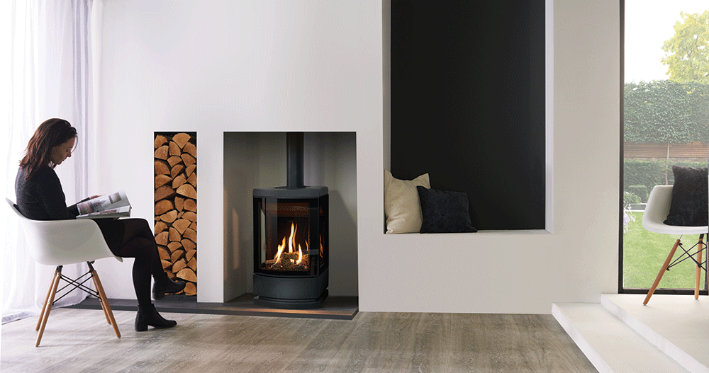 Gazco Loft 3 Sided Balanced Flue Contemporary Gas Stove