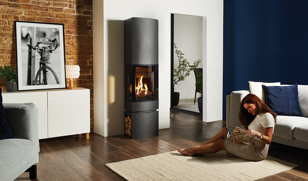 Gazco Loft 3 Sided Conventional Flue Contemporary Gas Stove for Chimney