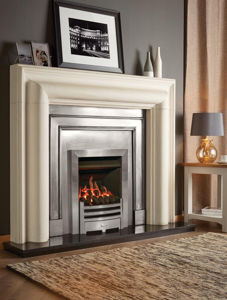 Gazco Logic HE Conventional Flue Coal Effect Gas Fire with Brushed Steel Frame and Front