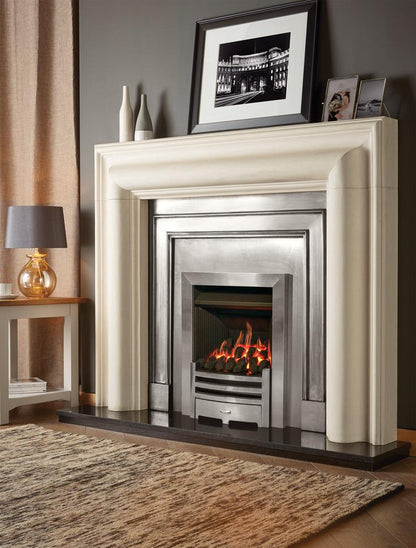 Gazco Logic HE Balanced Flue Coal Effect Gas Fire with Brushed Steel Frame and Front