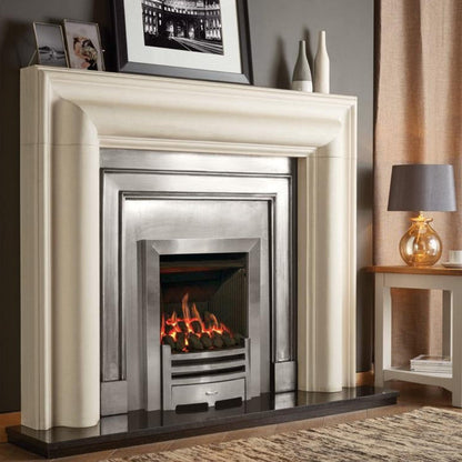 Gazco Logic HE Balanced Flue Coal Effect Gas Fire with Brushed Steel Frame and Front