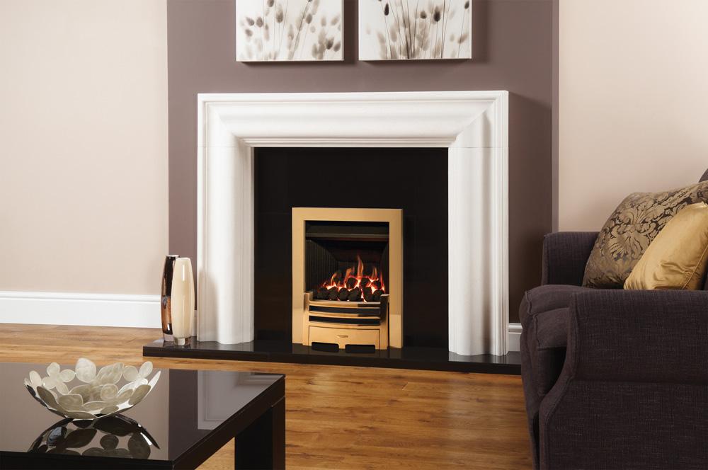 Gazco Logic HE Conventional Flue Coal Effect Gas Fire with Brass Frame and Front