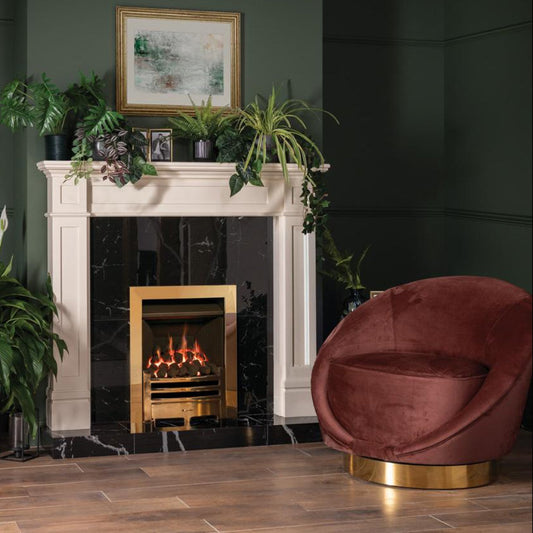 Gazco Logic HE Balanced Flue Coal Effect Gas Fire with Brass Frame and Front