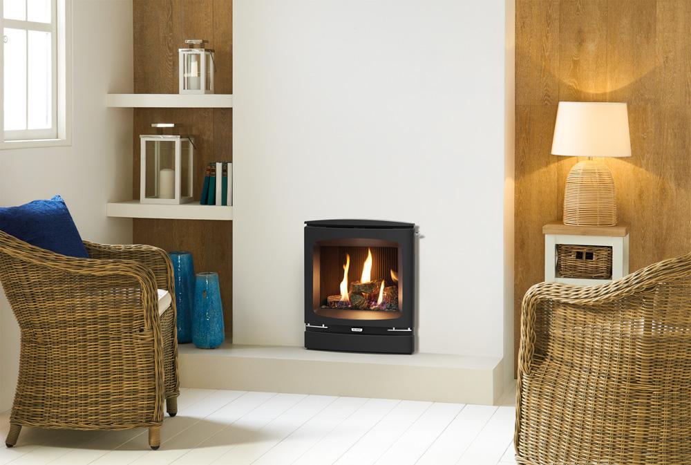 Gazco Logic HE Balanced Flue Log Effect Gas Fire with Vogue Frame
