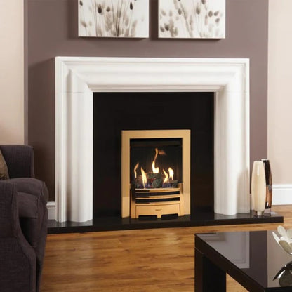 Gazco Logic HE Conventional Flue Log Effect Gas Fire with Brass Frame and Front