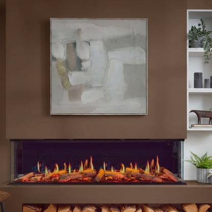 C&J Luminosa 150 Multi-Sided Electric Fire on Mocka Chocolate Coloured Media Feature Wall