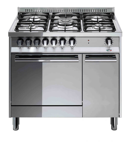 Lofra MT96MF/C 90cm Dual Fuel Range Cooker Stainless–Multifunction Oven Pull-Out Trolley