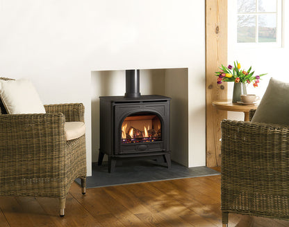 Gazco Medium Stockton 2 Balanced Flue Log Gas Stove in Black