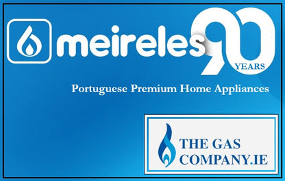 Meireles logo with 90 years of experience and The Gas Company branding on a blue background.