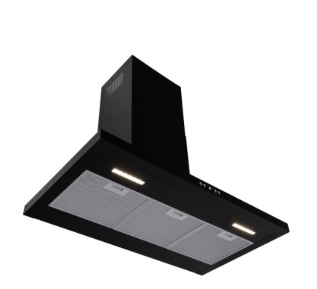 LaModa Brushless Slimline Flat Wall Mounted Linear Extractor Fan Cooker Hood Range Stainless Steel Black