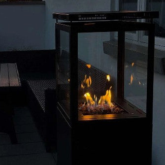 Outdoor Gas Patio Heater Murcia/ Malaga Real flame Log / Lava effect 3 -7kw for bottled gas.