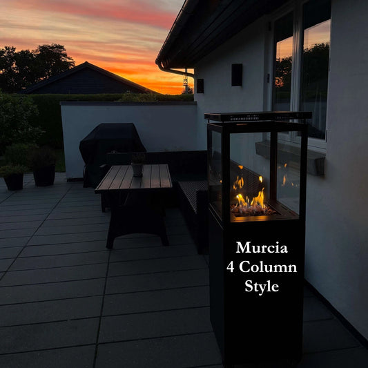 Outdoor Gas Patio Heater Murcia/ Malaga Real flame Log / Lava effect 3 -7kw for bottled gas.
